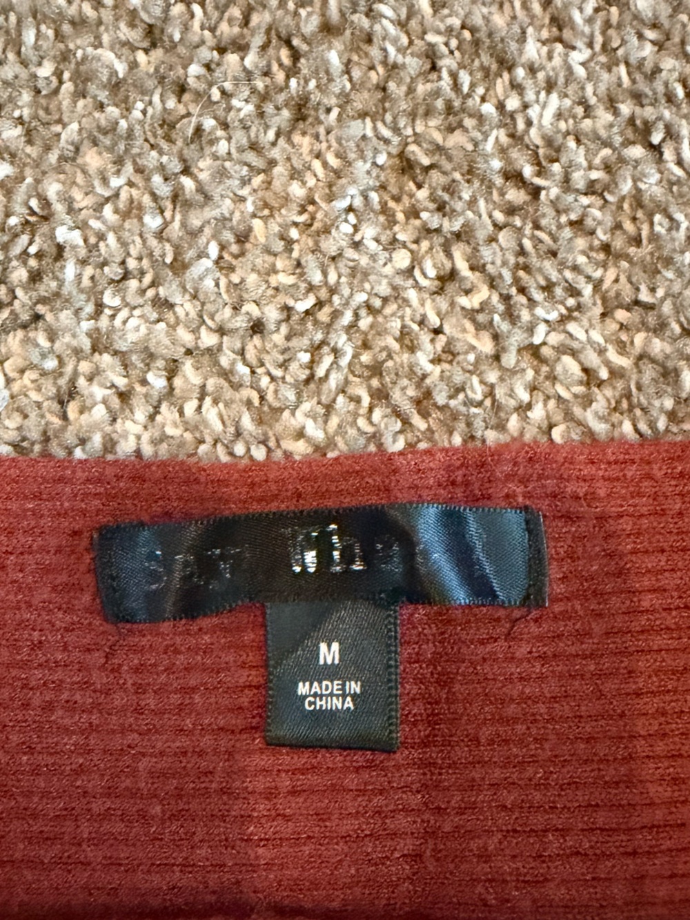 Say What? Off-the-Shoulder Ribbed Sweater in Rust medium - Picture 5 of 10